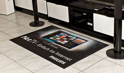 Ad-Mat Floormat - custom mat advertising Sparkasse "Giro sucht Hero" banking services
